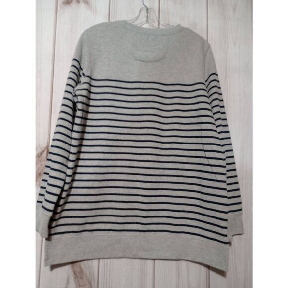 Orvis Sweatshirt Ladies Large Gray Navy Striped - Picture 2 of 10